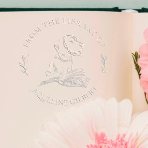 Elegant Book From the Library Of   Hand-drawn Dog Embosser