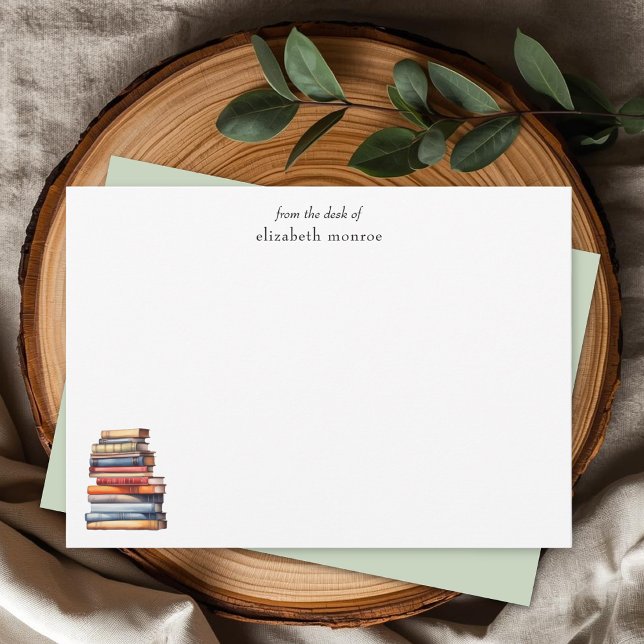 Elegant Book Lover's From The Desk Of Personalized Note Card (Creator Uploaded)