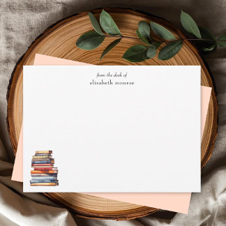Elegant Book Lover's From The Desk Of Personalized Note Card