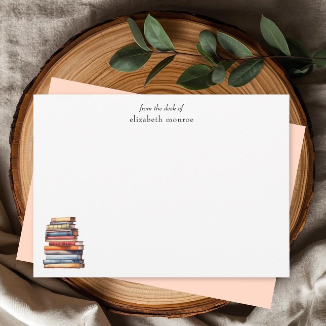 Elegant Book Lover's From The Desk Of Personalized Note Card (Creator Uploaded)