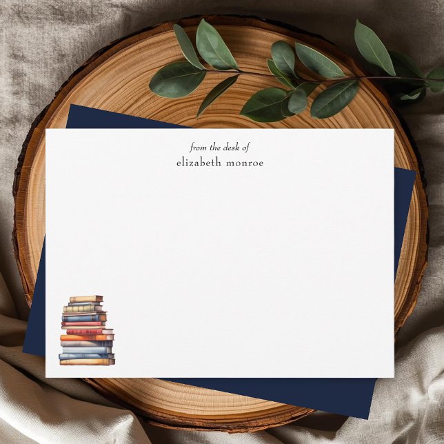 Elegant Book Lover's From The Desk Of Personalized Note Card (Creator Uploaded)