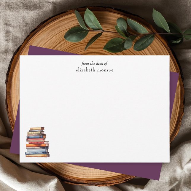 Elegant Book Lover's From The Desk Of Personalized Note Card (Creator Uploaded)