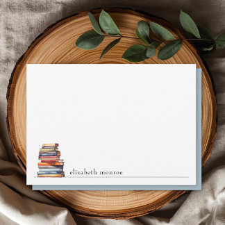 Elegant Book Lover's Personalized Note Card