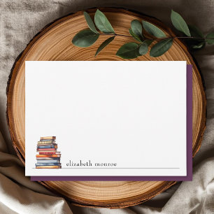 Elegant Book Lover's Personalized Note Card