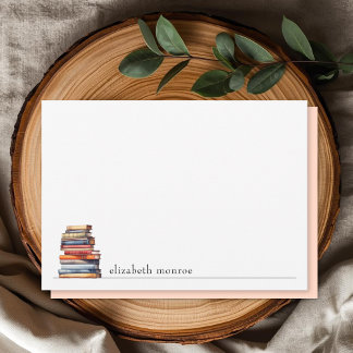 Elegant Book Lover's Personalized Note Card