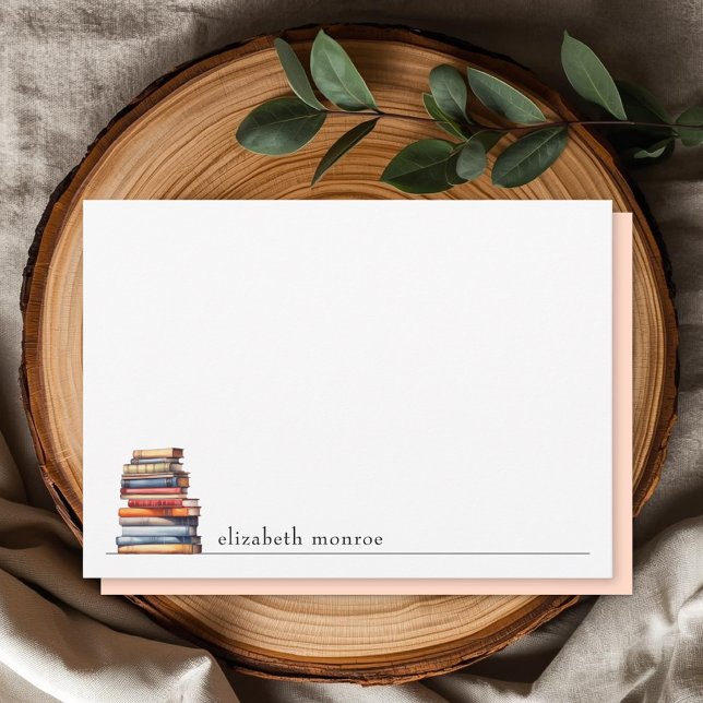 Elegant Book Lover's Personalized Note Card (Creator Uploaded)