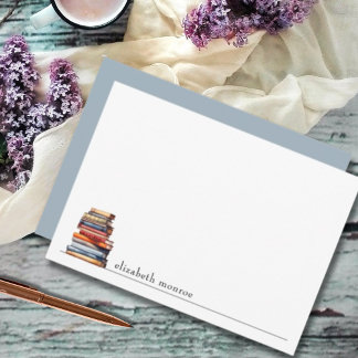 Elegant Book Lover's Personalized Note Card
