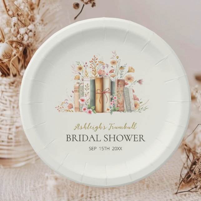 Elegant Book Theme New Chapter Bridal Shower Party Paper Plates (Creator Uploaded)