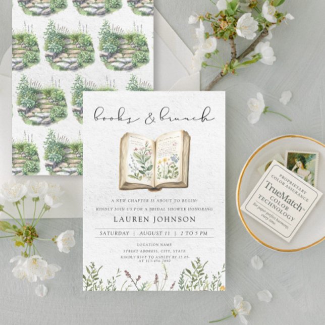 Elegant Books & Brunch Wildflower Bridal Shower Invitation (Creator Uploaded)