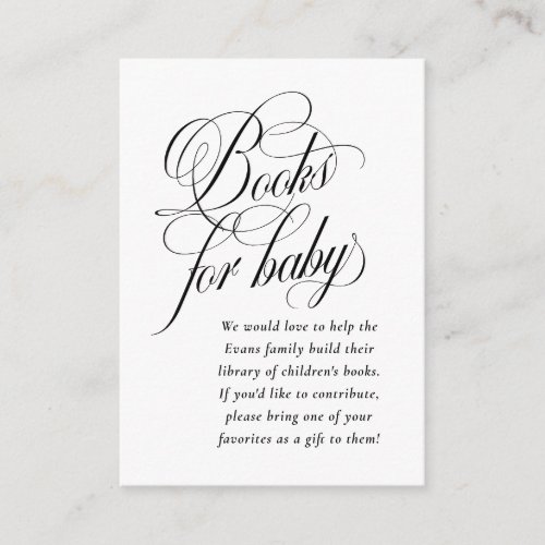 Elegant books for baby black and white baby shower enclosure card