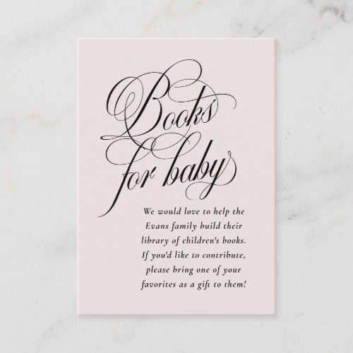 Elegant books for baby blush pink baby shower enclosure card