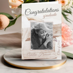 Elegant Books Graduate Photo Graduation Card