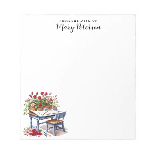 Elegant Books Roses And Desk Notepad