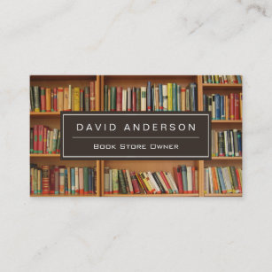 Elegant Bookstore Book Store Owner Bookshelf Business Card