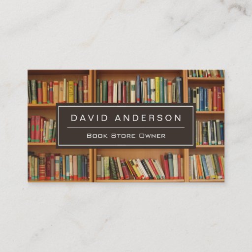 Customizable Elegant Bookstore Book Store Owner Bookshelf Business Cards