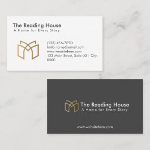 Elegant Bookstore Library Professional Librarian Business Card