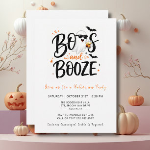 Elegant Boos & Booze Ghost Halloween Party Invitation