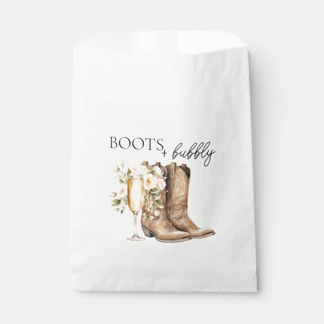 Elegant Boots and Bubbly Bridal Shower  Favor Bag (Front)