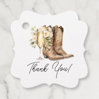 Elegant Boots and Bubbly Bridal Shower Favor Tags