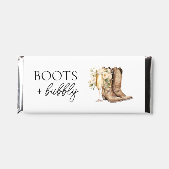 Elegant Boots and Bubbly Bridal Shower  Hershey Bar Favors (Front)