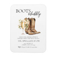 Elegant Boots and Bubbly Bridal Shower Invitation