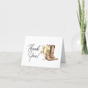 Elegant Boots and Bubbly Bridal Shower Thank You Card