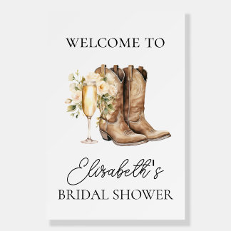 Elegant Boots and Bubbly Bridal Shower Welcome Sig Foam Board