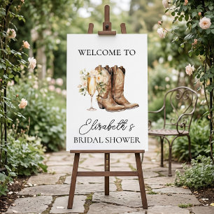 Elegant Boots and Bubbly Bridal Shower Welcome Sig Foam Board