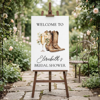 Elegant Boots and Bubbly Bridal Shower Welcome Sig Foam Board