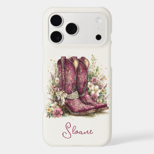 Elegant Boots with Flowers Monogrammed iPhone 17 Pro Max Case