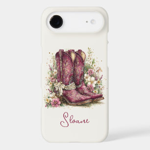 Elegant Boots with Flowers Monogrammed iPhone 17 Air Case