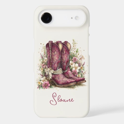 Elegant Boots with Flowers Monogrammed iPhone 17 Air Case