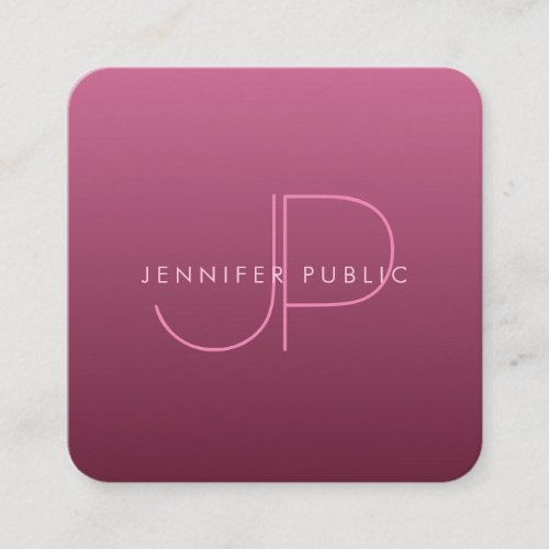 Elegant Bordeaux Color Modern Monogram Template Square Business Card