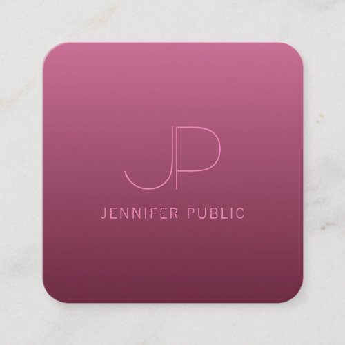 Elegant Bordeaux Color Template Modern Monogram Square Business Card