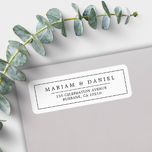 Elegant Border Black Minimalist Return Address Label