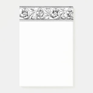 Elegant Border Black White Scroll Leaf Large Size Post-it Notes