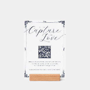 Elegant Border Capture the Love Wedding QR Code Holder