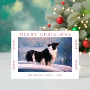 Elegant Border Collie Merry Christmas Letterpress Photo Cards
