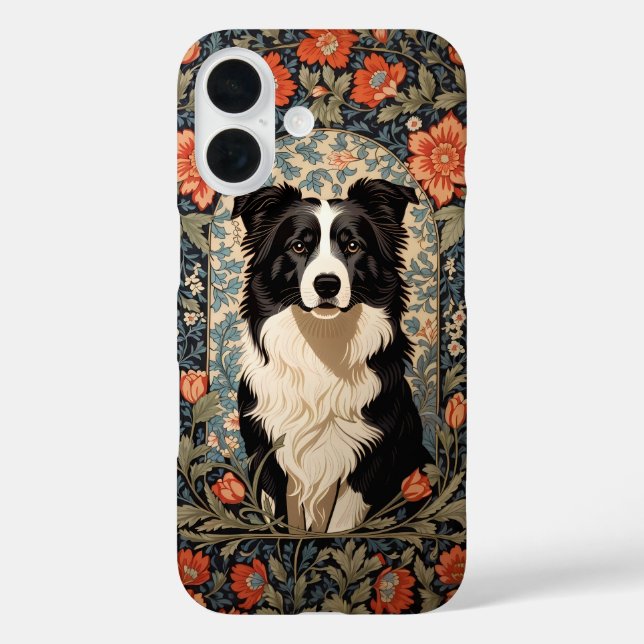 Elegant Border Collie William Morris Inspired Case-Mate iPhone Case (Back)