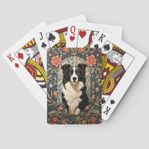 Elegant Border Collie William Morris Inspired Poker Cards