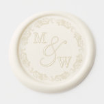 Elegant Border Couple's Initials Wedding Wax Seal Sticker<br><div class="desc">These beautiful wax seal stickers give you the elegance and classic style of a wax seal without all of the fuss and mess of a wax seal stamp! The lovely design features an ornate frilly border. The initials of the couple are displayed with a script ampersand or and sign between...</div>