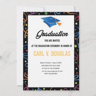 Elegant Border Graduation Invitation Card