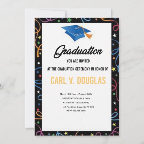 Elegant Border Graduation Invitation Card
