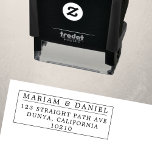 Elegant Border Minimalistic Wedding Return Address Self-inking Stamp<br><div class="desc">Embrace stylish elegance with our modern minimalist reusable return address design, featuring an elegant script typography within a sleek line border in classic black and white. Personalize the text with the couple's name and mailing address, creating a distinctive and one-of-a-kind design for your special day. Ideal for sealing and mailing...</div>