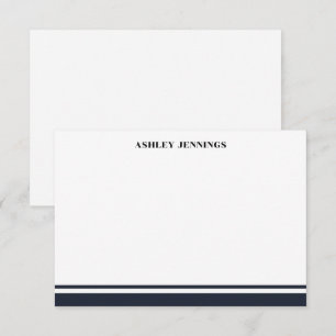 Elegant Border Personalized Business Black White  Note Card