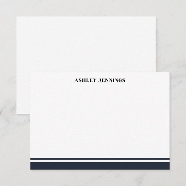 Elegant Border Personalized Business Black White  Note Card (Front/Back)