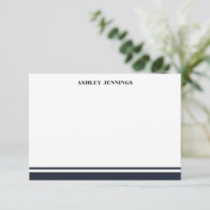Elegant Border Personalized Business Black White Note Card