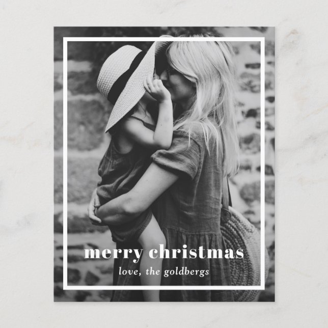 Elegant Border Photo Modern Budget Christmas Card (Front)