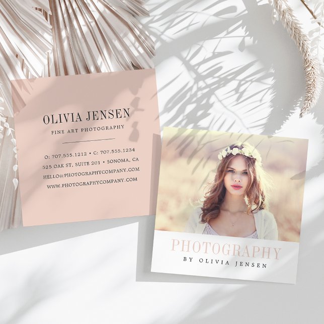 Elegant Border | Photographer Square Business Card (Creator Uploaded)