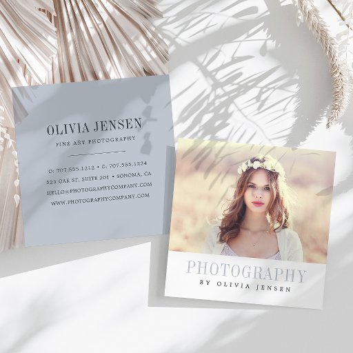 Customizable Elegant Border | Photographer Square Business Card